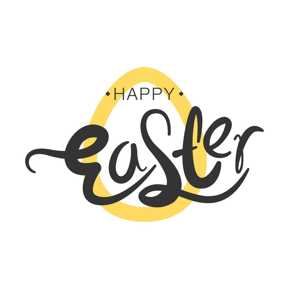 Happy Easter black linear lettering. Hand drawn elegant vector calligraphy. Design for holiday template greeting card and invitation of the Happy Easter Day.