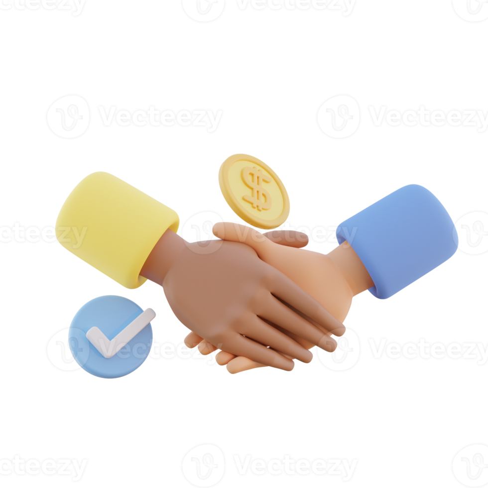3D Deal Hand Shake Illustration png