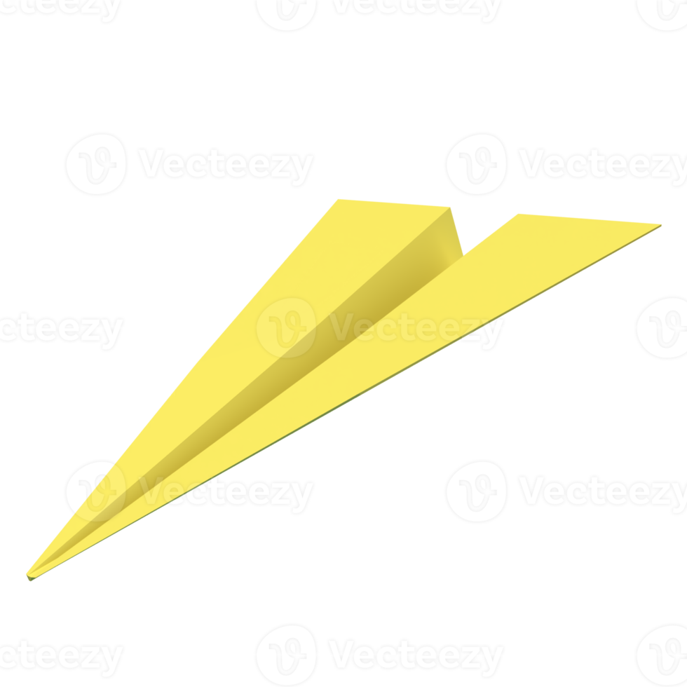 das gelbe papierflugzeug für das 3d-rendering des geschäftskonzepts png