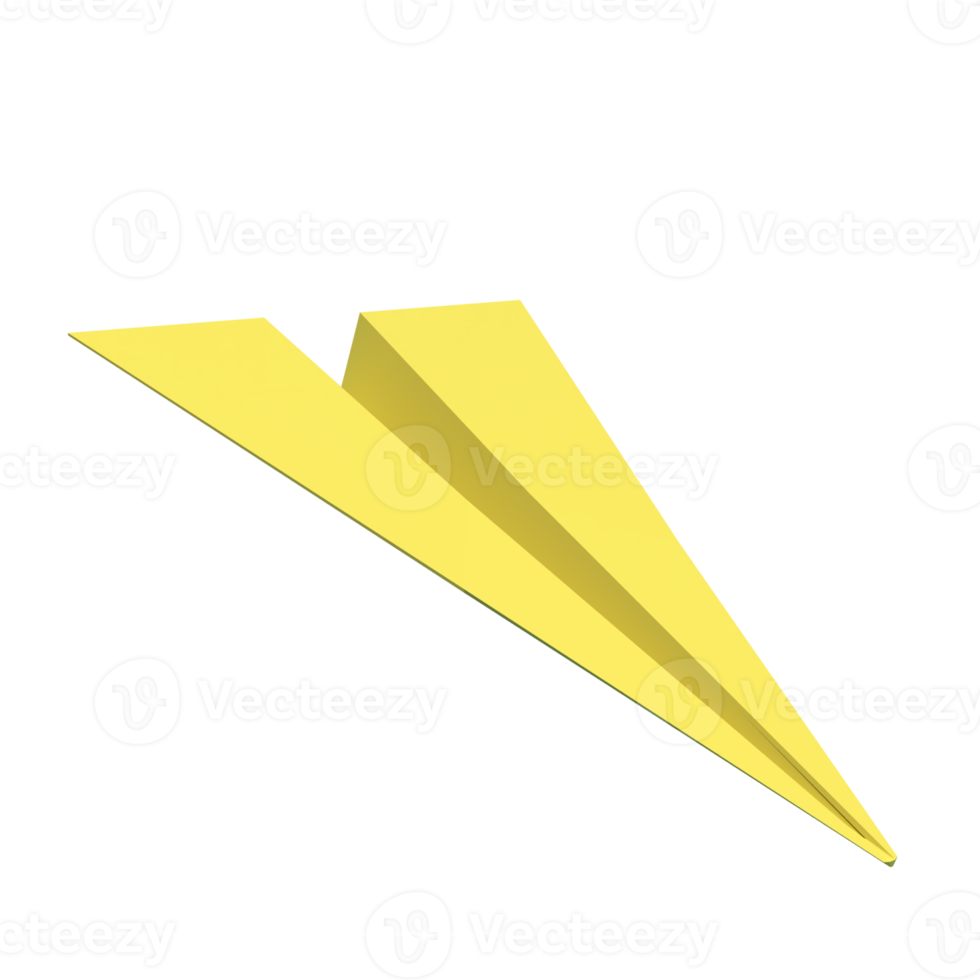 The yellow paper plane for business concept 3d rendering png