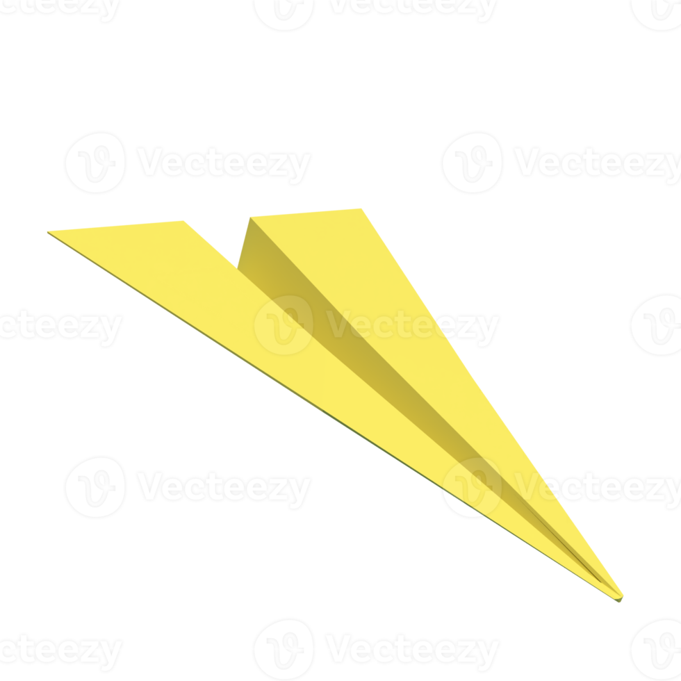 o avião de papel amarelo para renderização 3d do conceito de negócio png