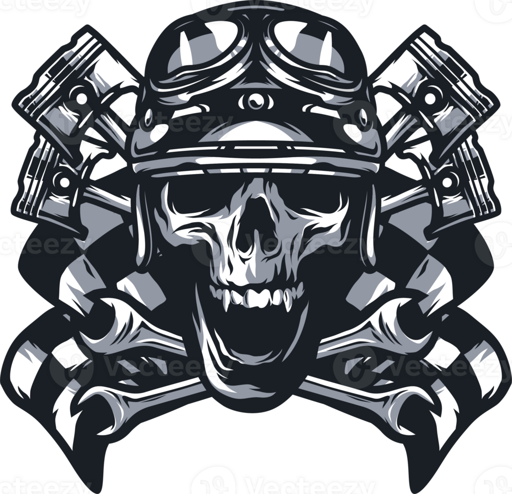 Skull Head Vintage Monochrome Machine png