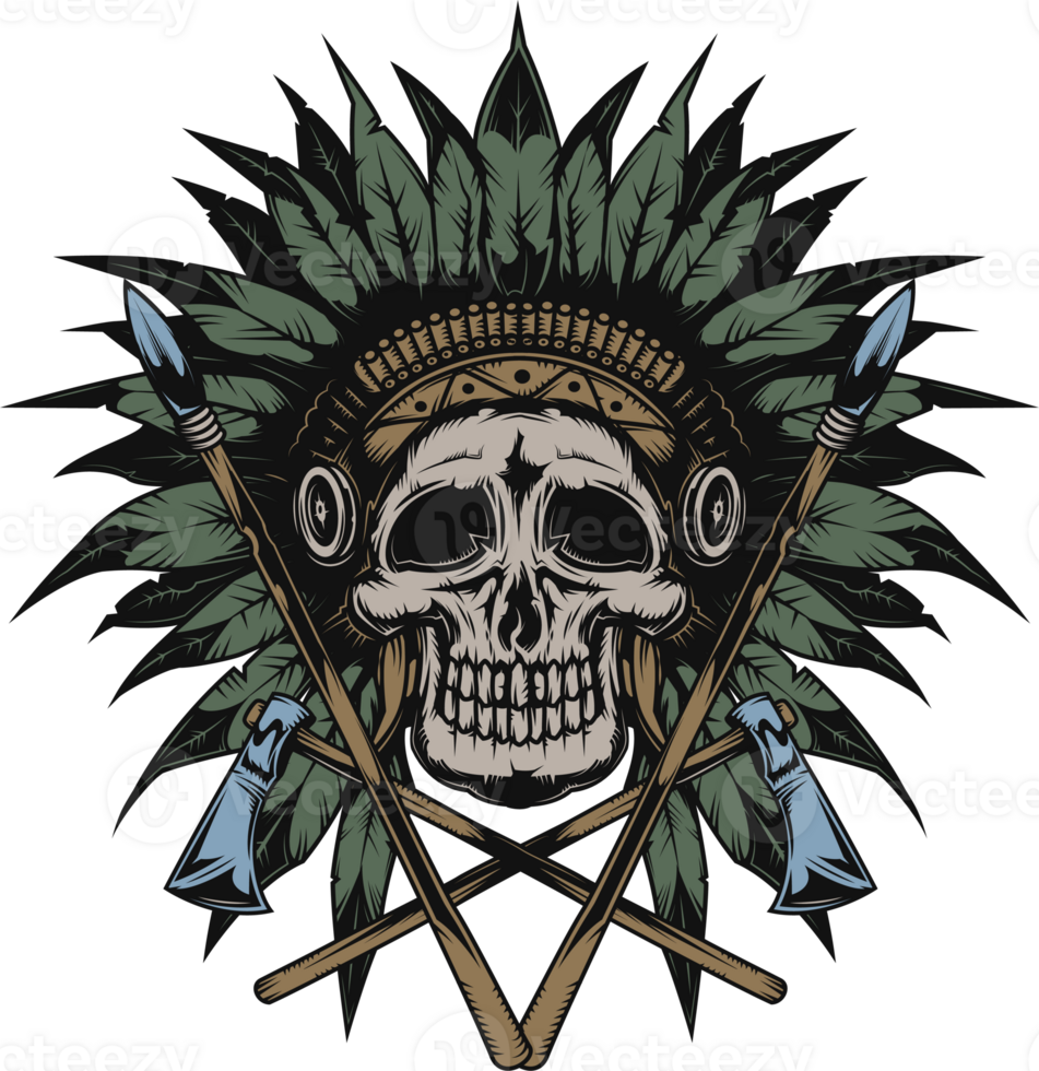 Skull Vintage Wild Emblem Monochrome png