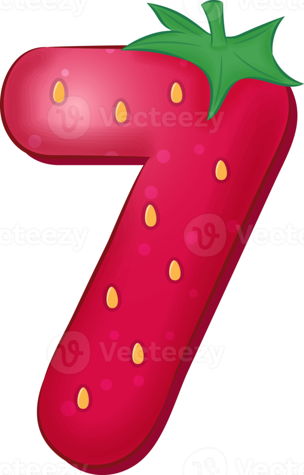 Strawberry Alphabet Number 7 png