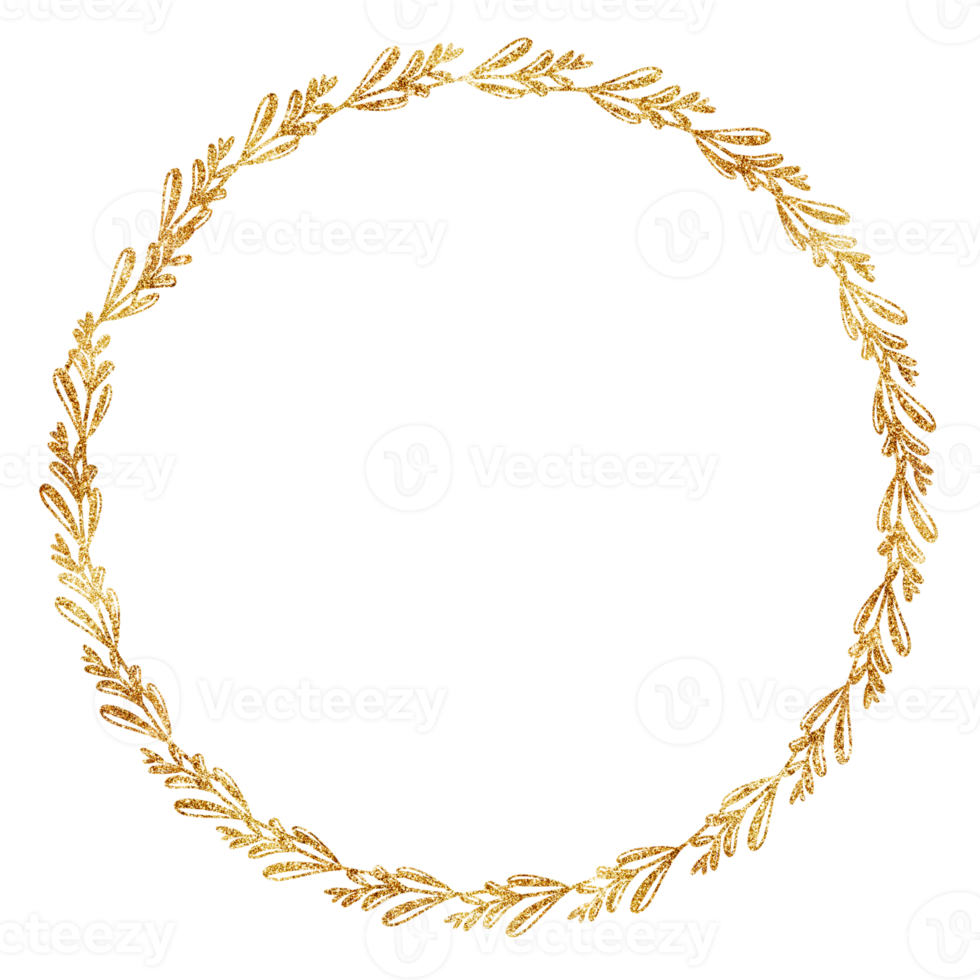 Golden glitter Wreath png
