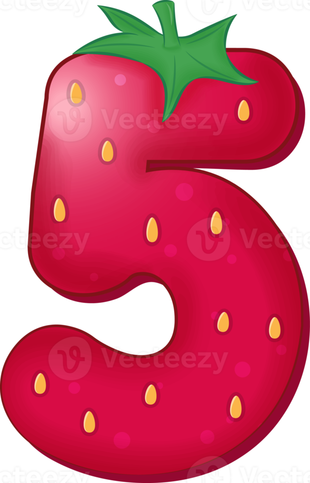 Strawberry Alphabet Number 5 png