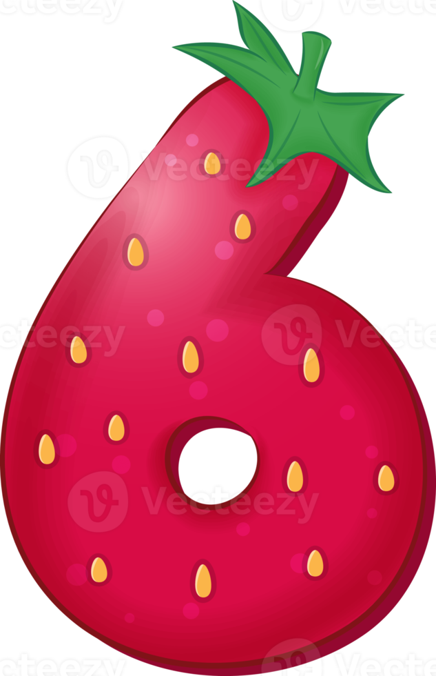 Strawberry Alphabet Number 6 png