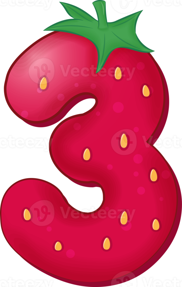 Strawberry Alphabet Number 3 png