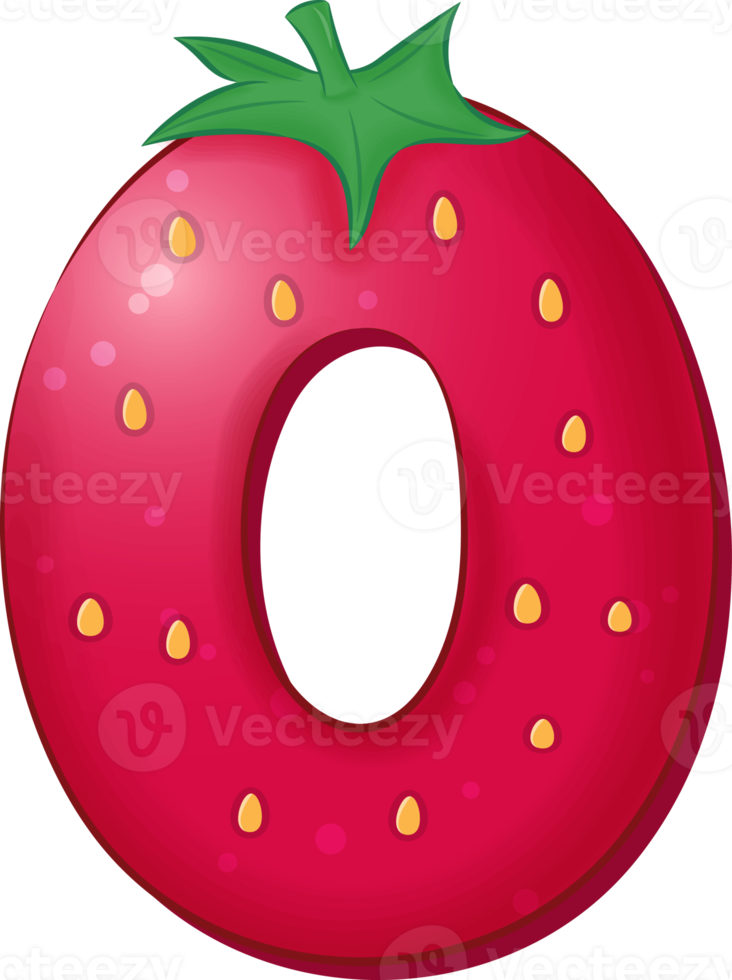 alphabet fraise numéro 0 png