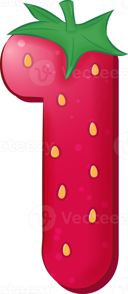 Strawberry Alphabet Number 1 png