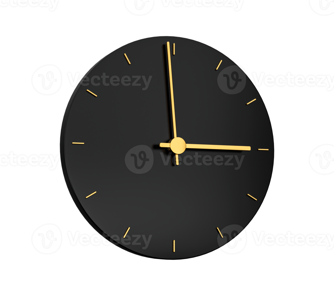 Premium Gold Clock icon isolated 3 o clock png