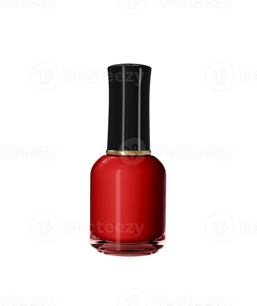 kreative flache lage der mode leuchtend roten nagellack minimalen stil draufsicht 3d illustration png