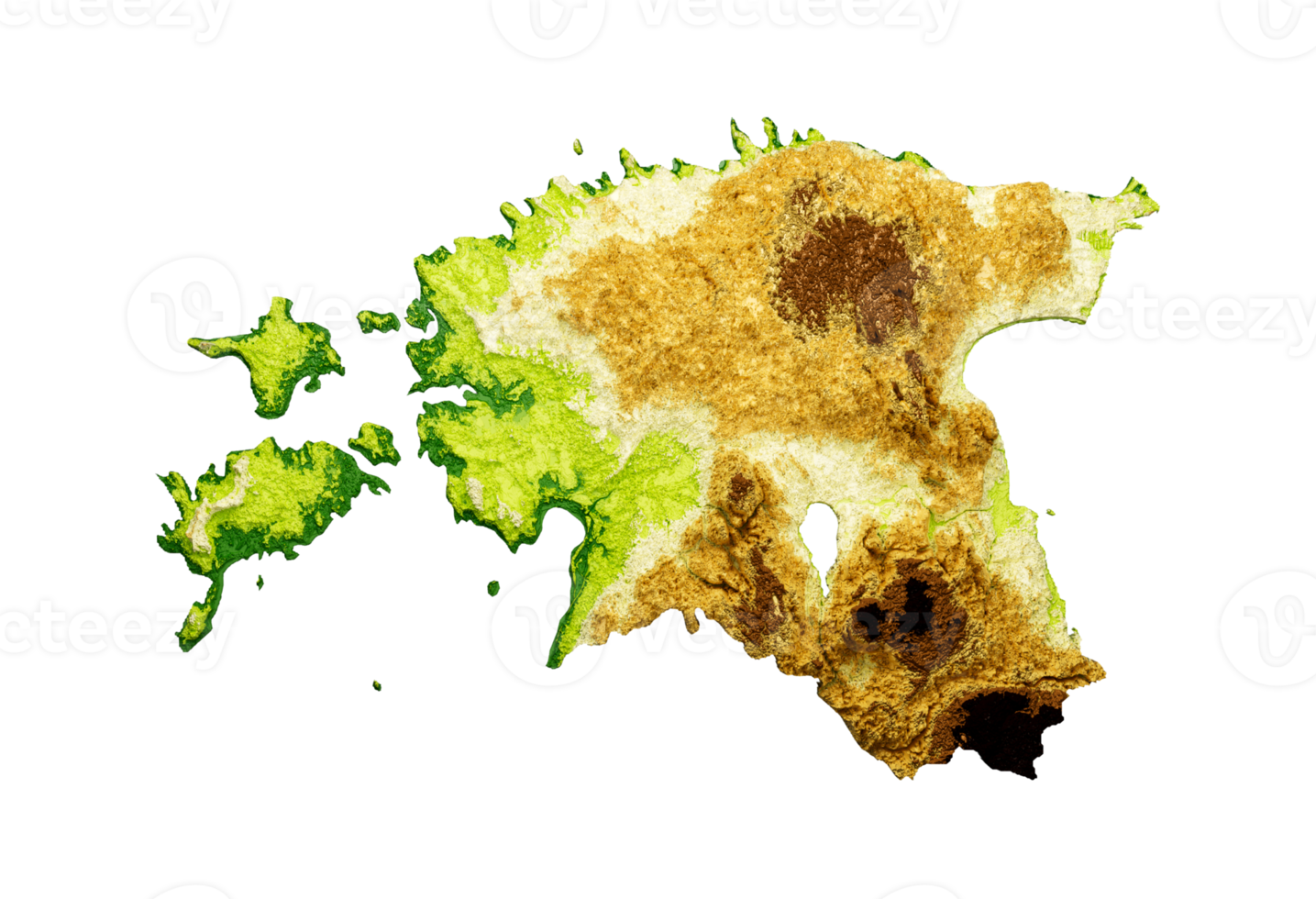 Estonia Map Shaded relief Color Height map 3d illustration png