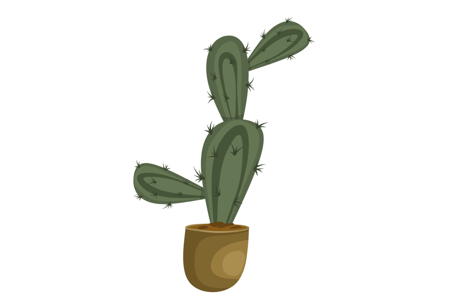 cactus on a pot flat illustration png
