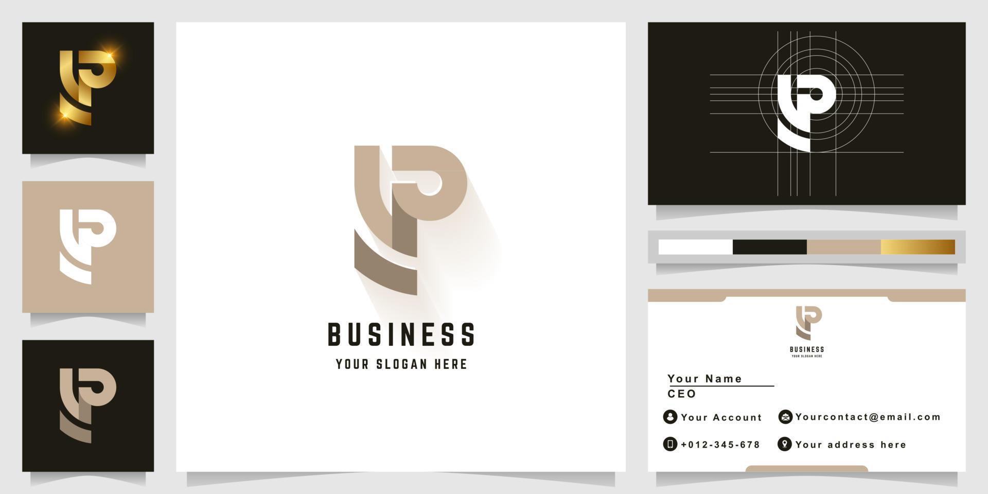 Letter YP or tP monogram logo with business card design vector