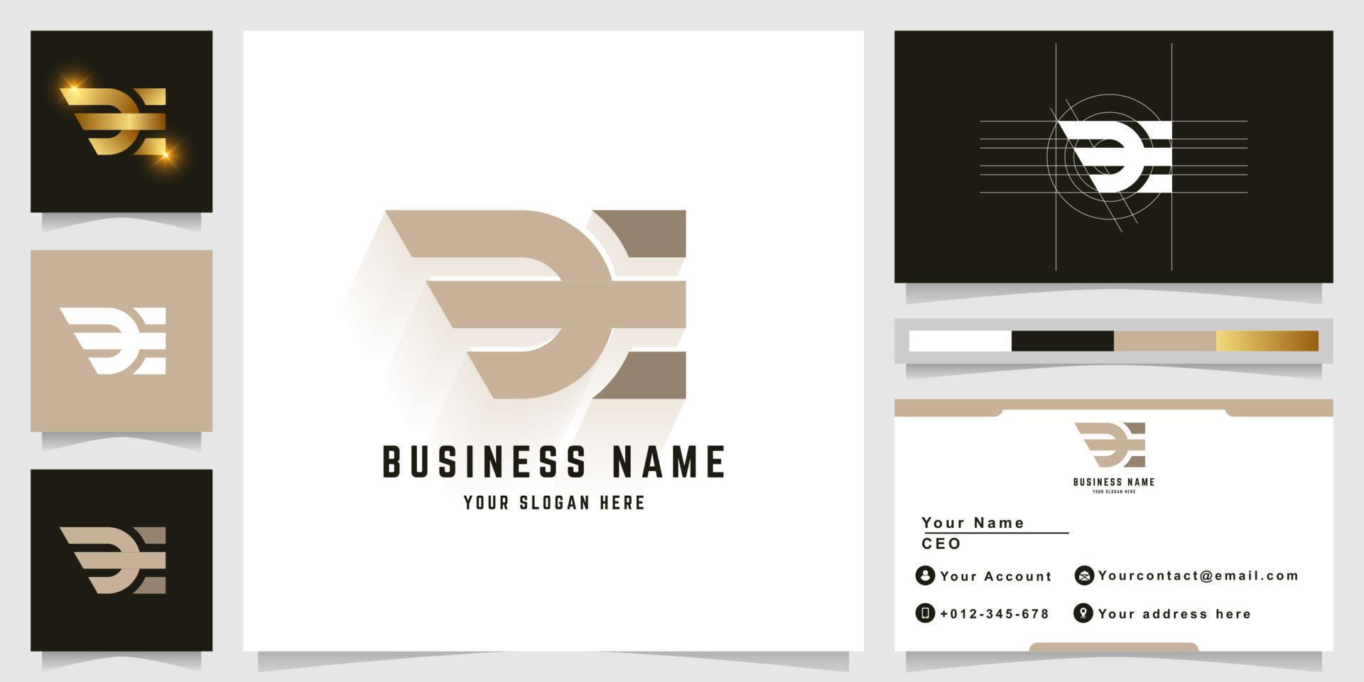 Letter DE or EE monogram logo with business card design vector