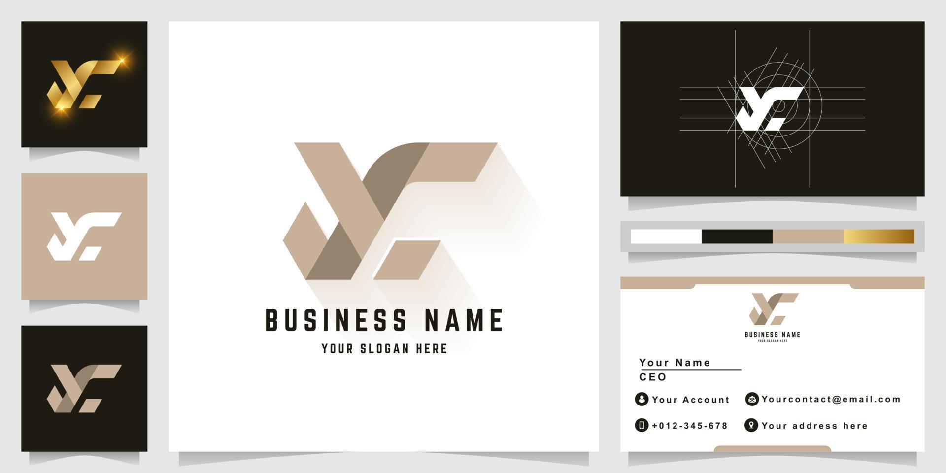 Letter YC or YLC monogram logo with business card design vector