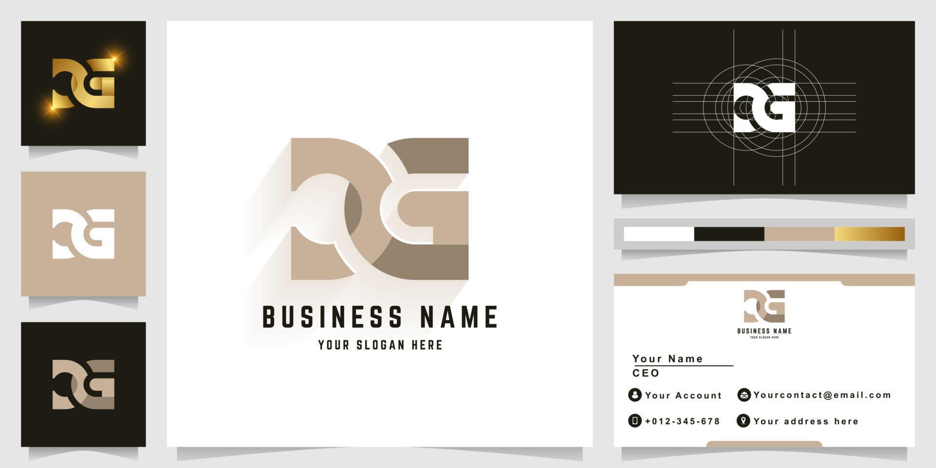 Letter DG or CG monogram logo with business card design vector