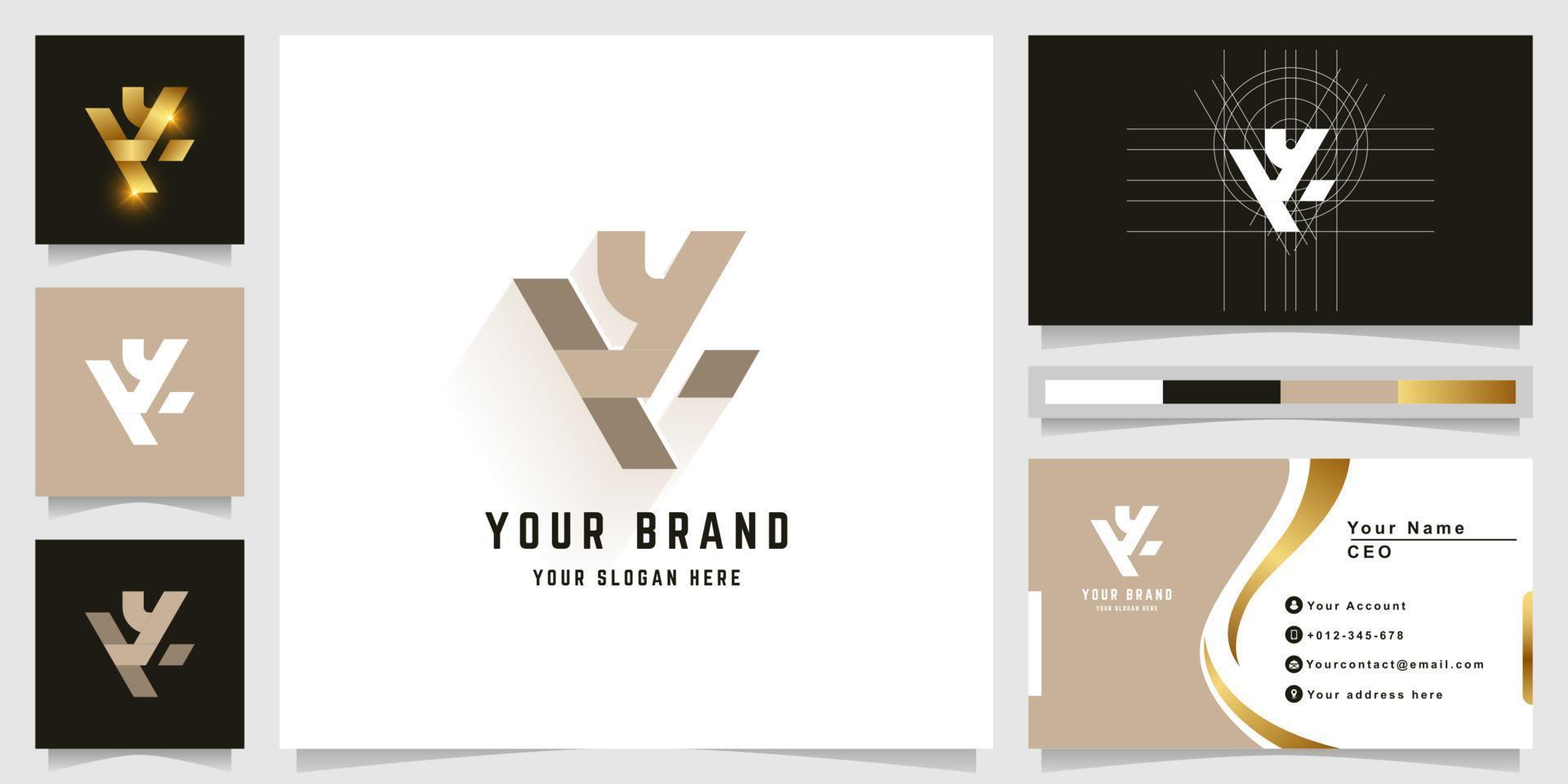 Letter KY or VY monogram logo with business card design vector