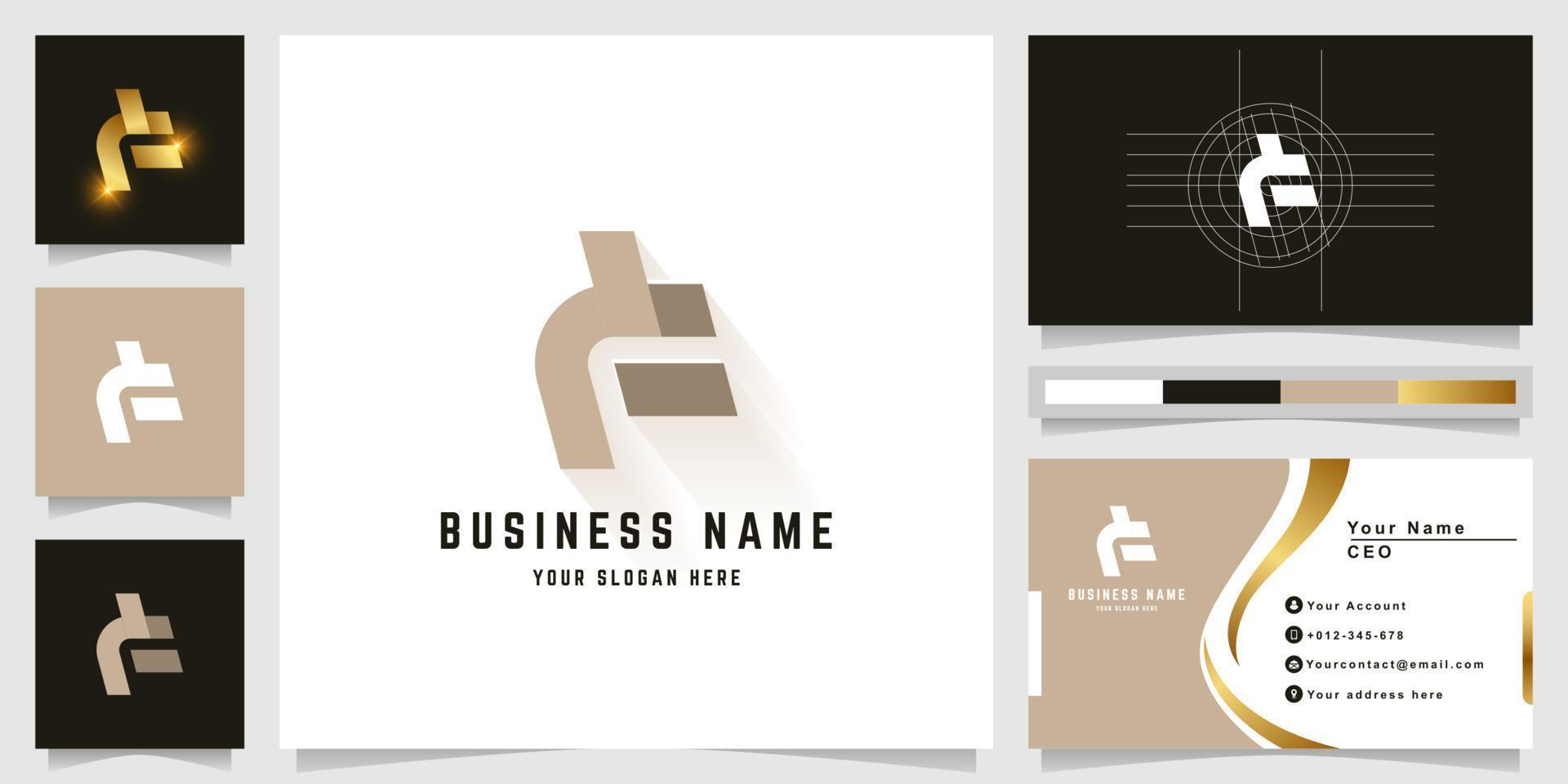 Letter Ft or YF monogram logo with business card design vector