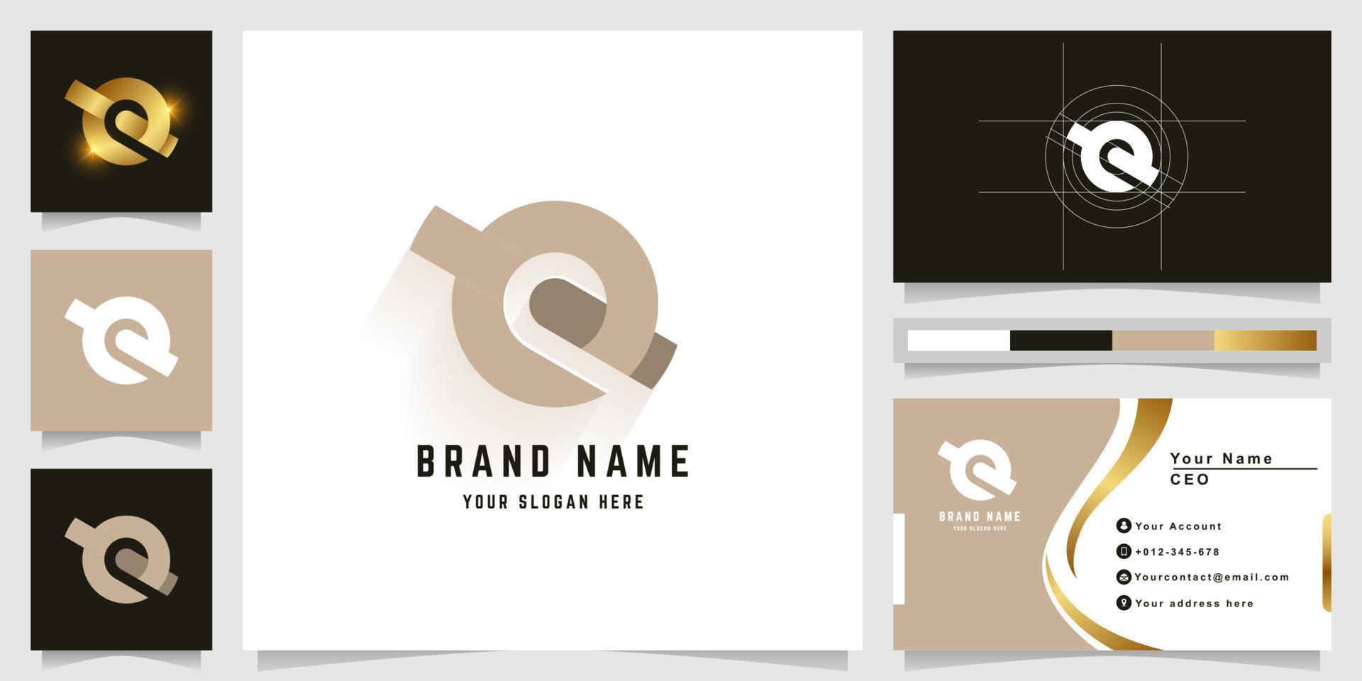 Letter YQ or Ye monogram logo with business card design vector