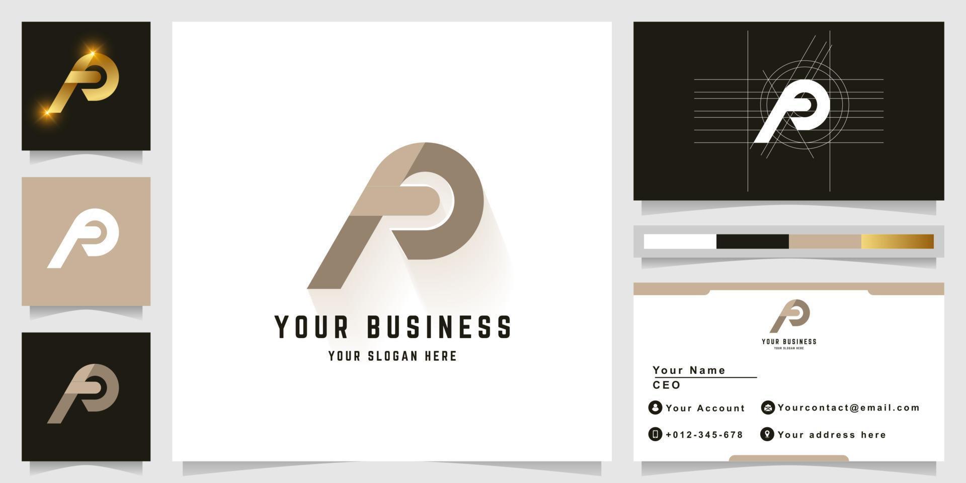 Letter FP or Fe monogram logo with business card design vector