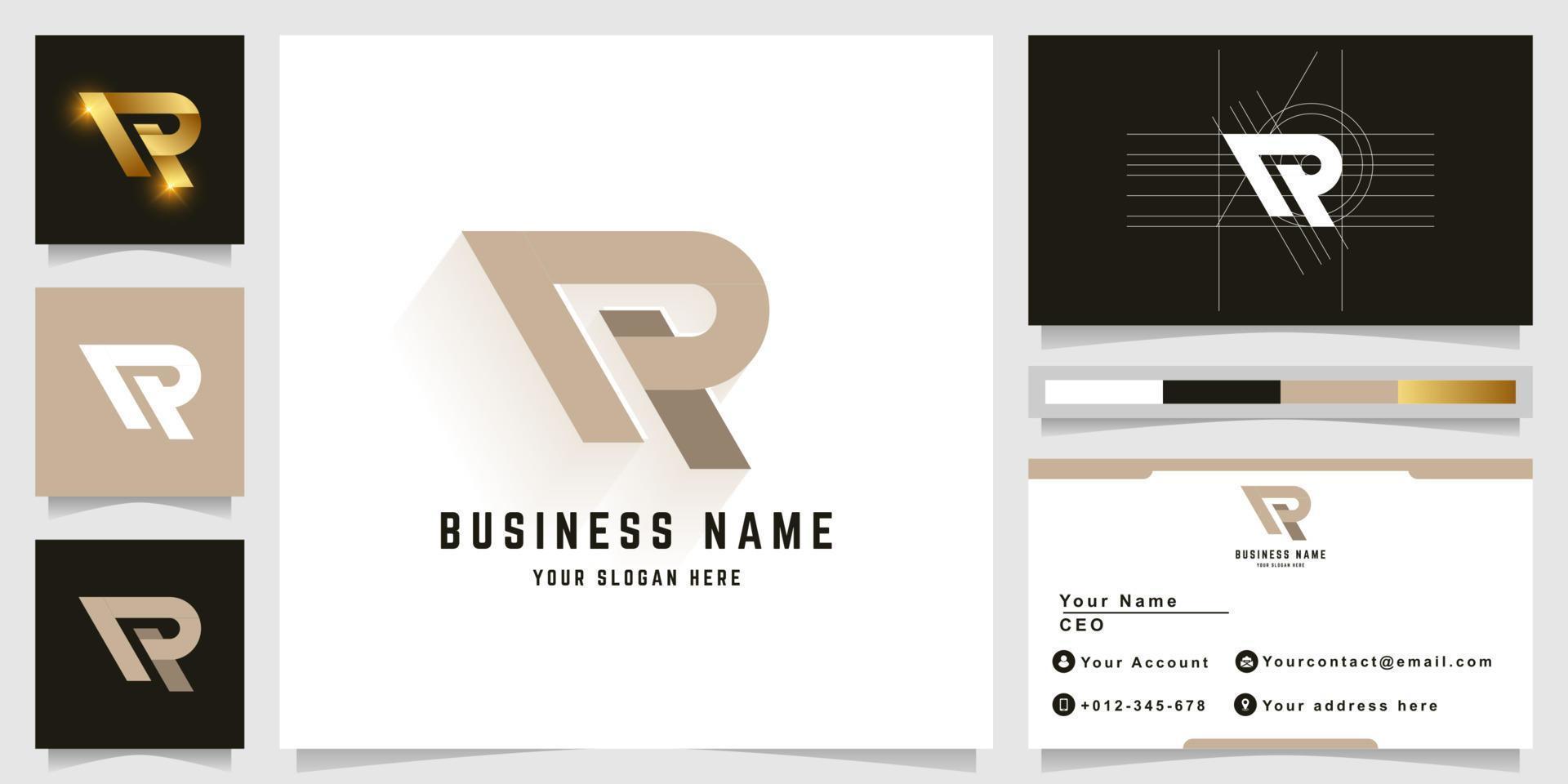 Letter RP or PP monogram logo with business card design vector