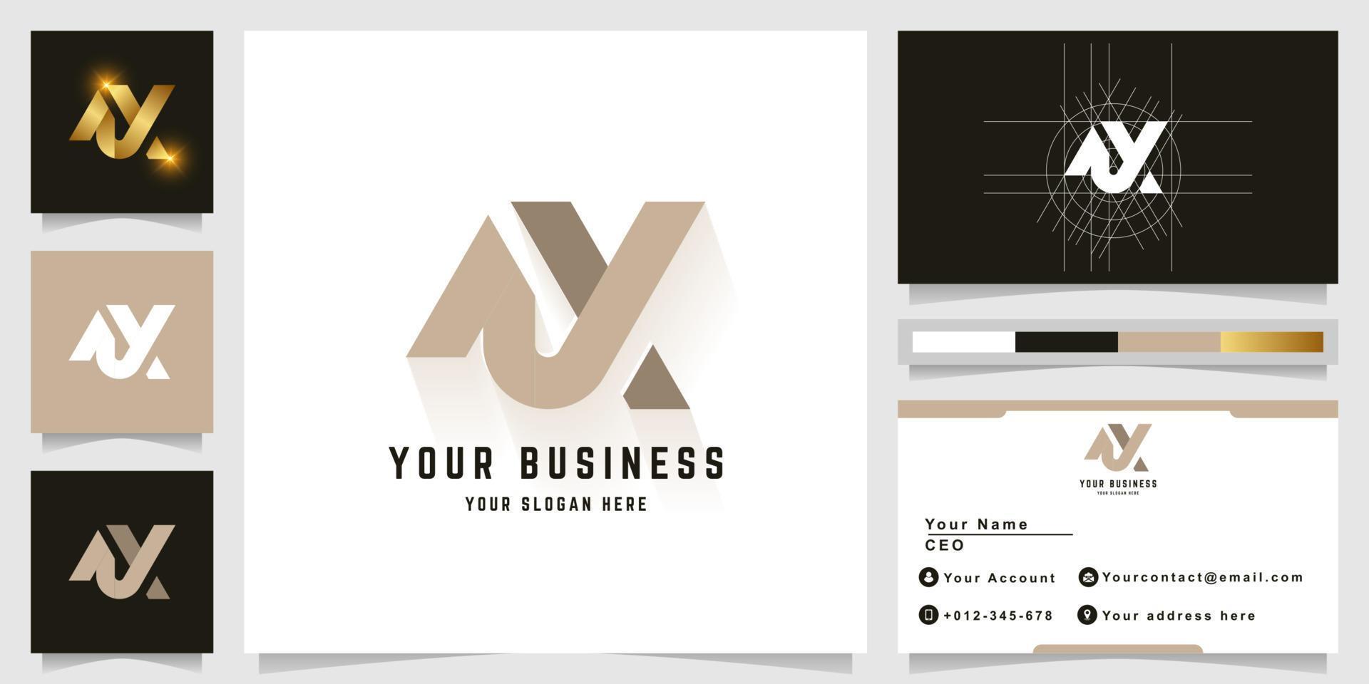 Letter NX or NY monogram logo with business card design vector