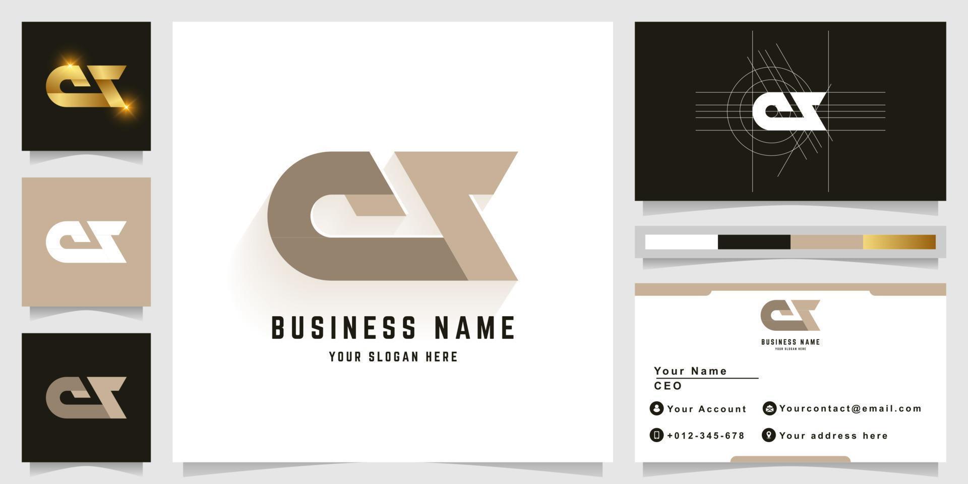 Letter eS or eZ monogram logo with business card design vector