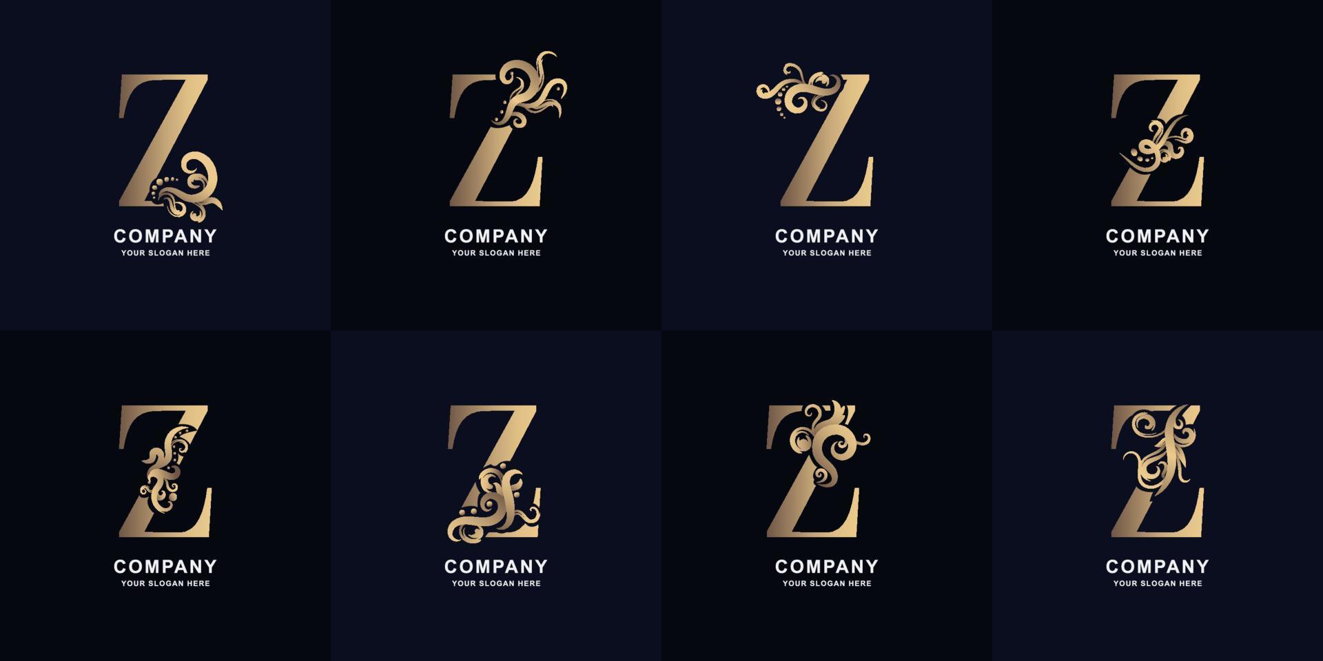 logotipo de la letra z de la colección con un diseño de adorno de lujo vector