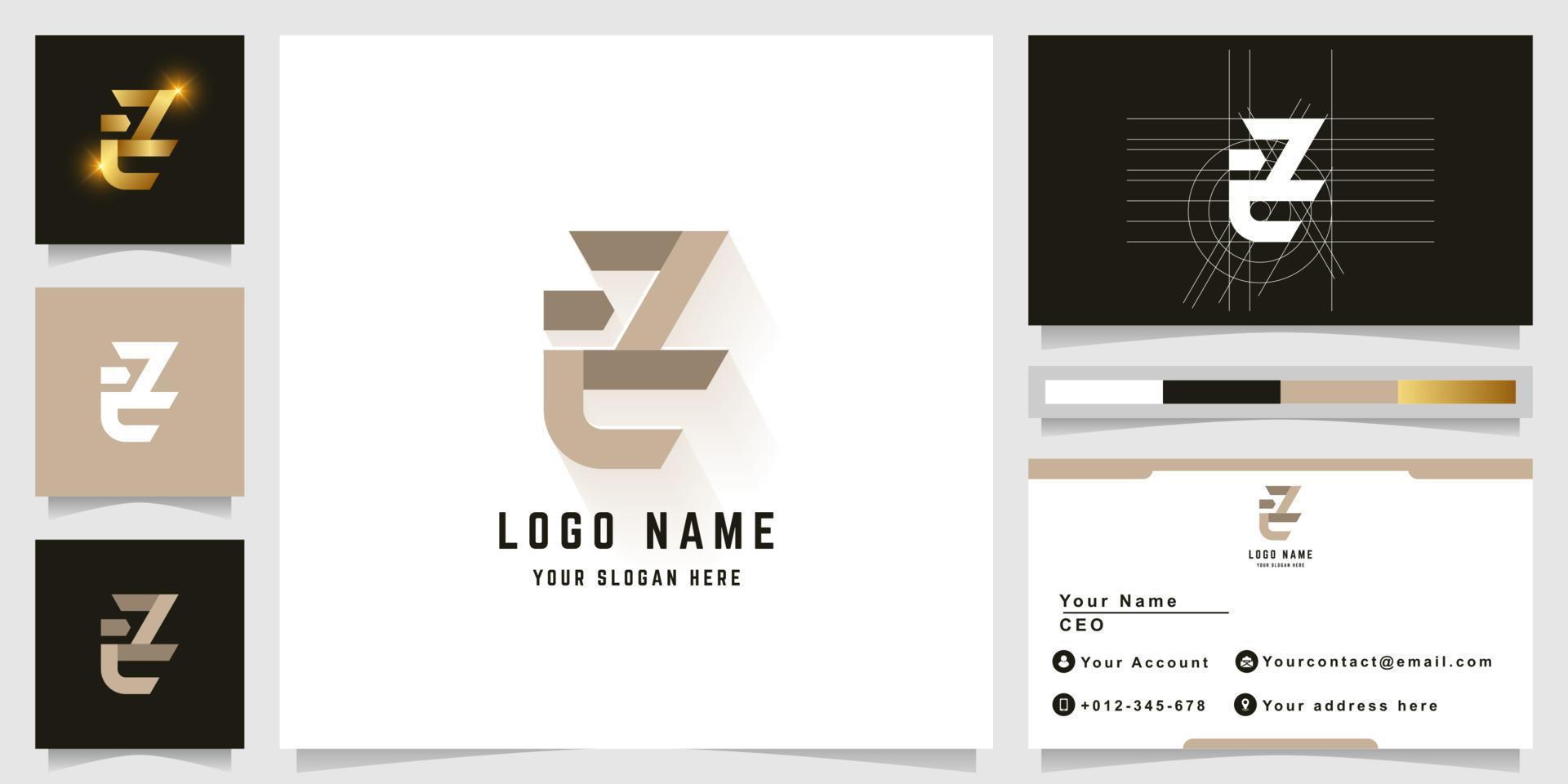 Letter EZ or tZ monogram logo with business card design vector