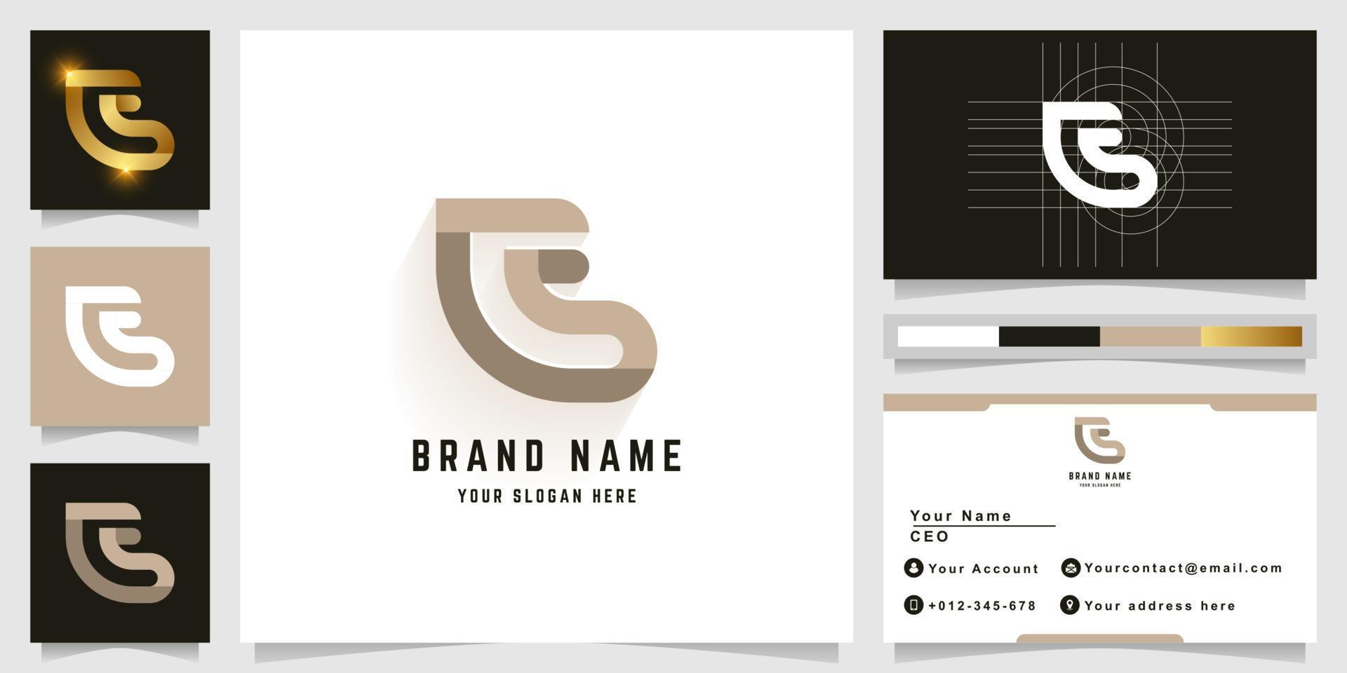 Letter CS or BS monogram logo with business card design vector