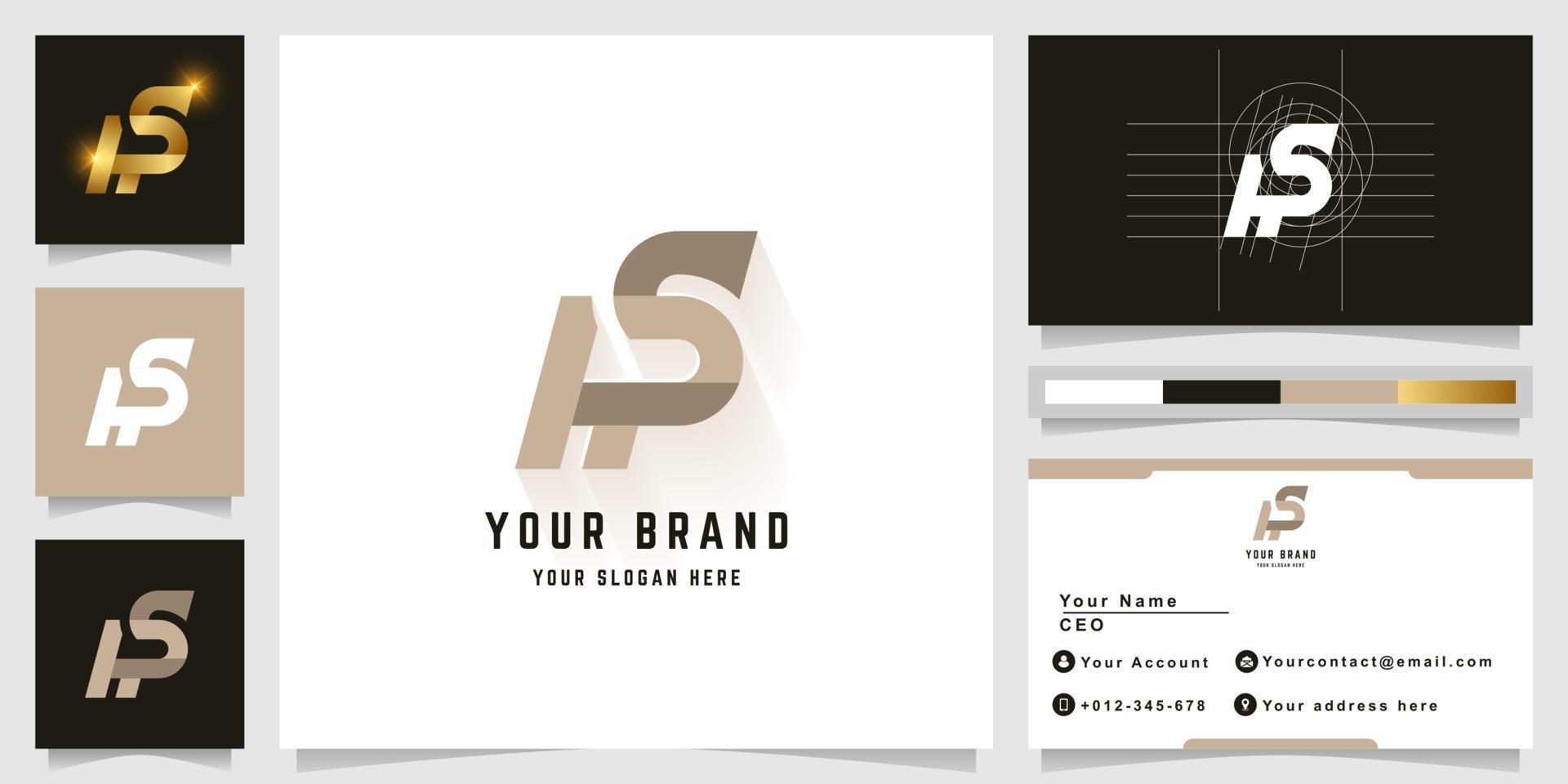 Letter HS or RS monogram logo with business card design vector