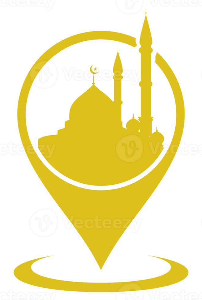 Mosque Location Silhouette for Icon, Symbol, Apps, Website, Logo, or Graphic Design Element. Format PNG