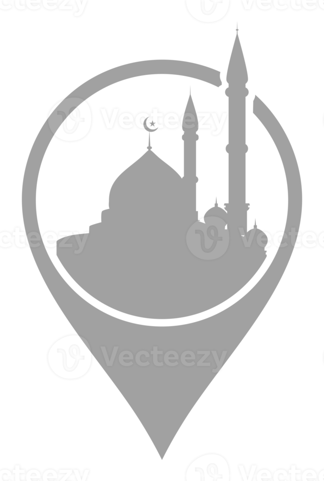 Mosque Location Silhouette for Icon, Symbol, Apps, Website, Logo, or Graphic Design Element. Format PNG