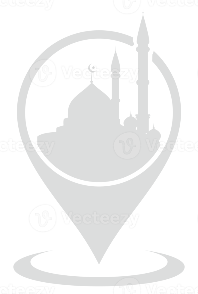 silhueta de localização de mesquita para ícone, símbolo, aplicativos, site, logotipo ou elemento de design gráfico. formato png