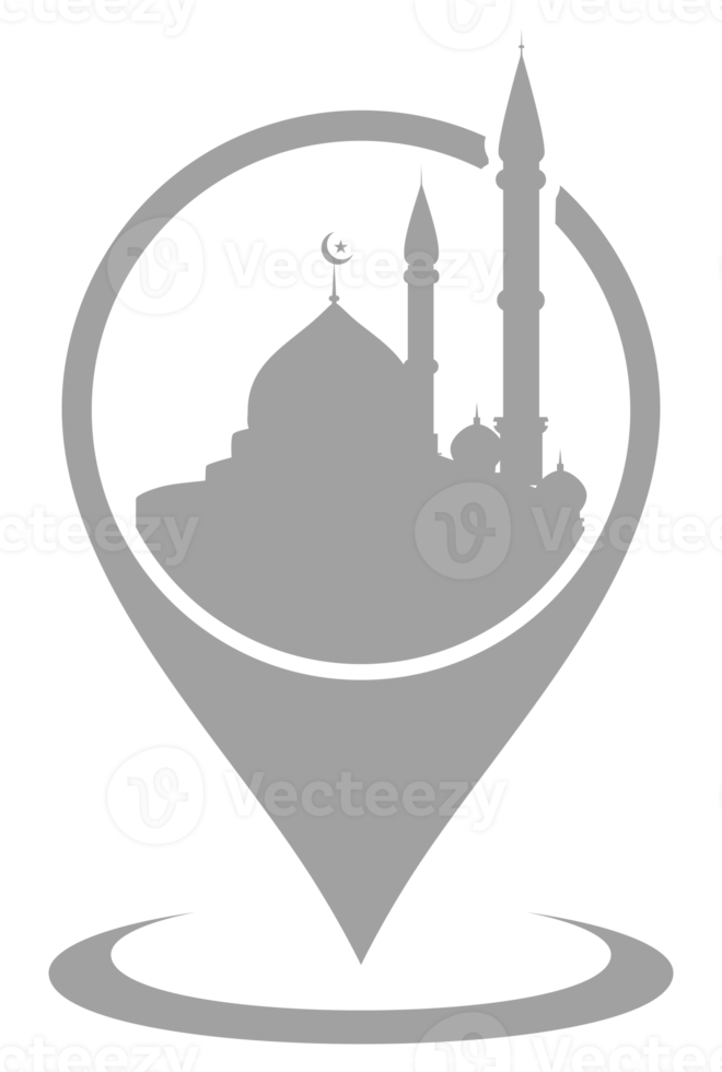 silueta de ubicación de mezquita para icono, símbolo, aplicaciones, sitio web, logotipo o elemento de diseño gráfico. formato png