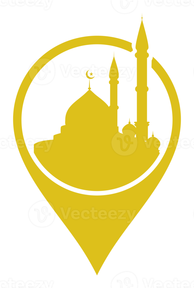 silueta de ubicación de mezquita para icono, símbolo, aplicaciones, sitio web, logotipo o elemento de diseño gráfico. formato png