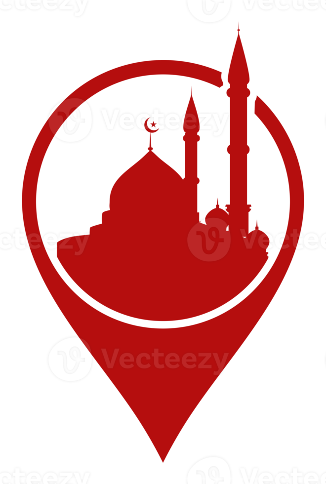 Mosque Location Silhouette for Icon, Symbol, Apps, Website, Logo, or Graphic Design Element. Format PNG