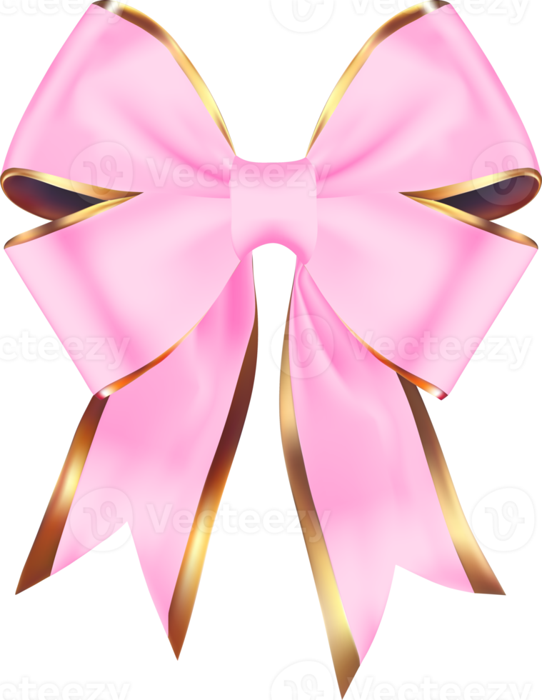 Pink and Golden Bow with Ribbon Cutout png