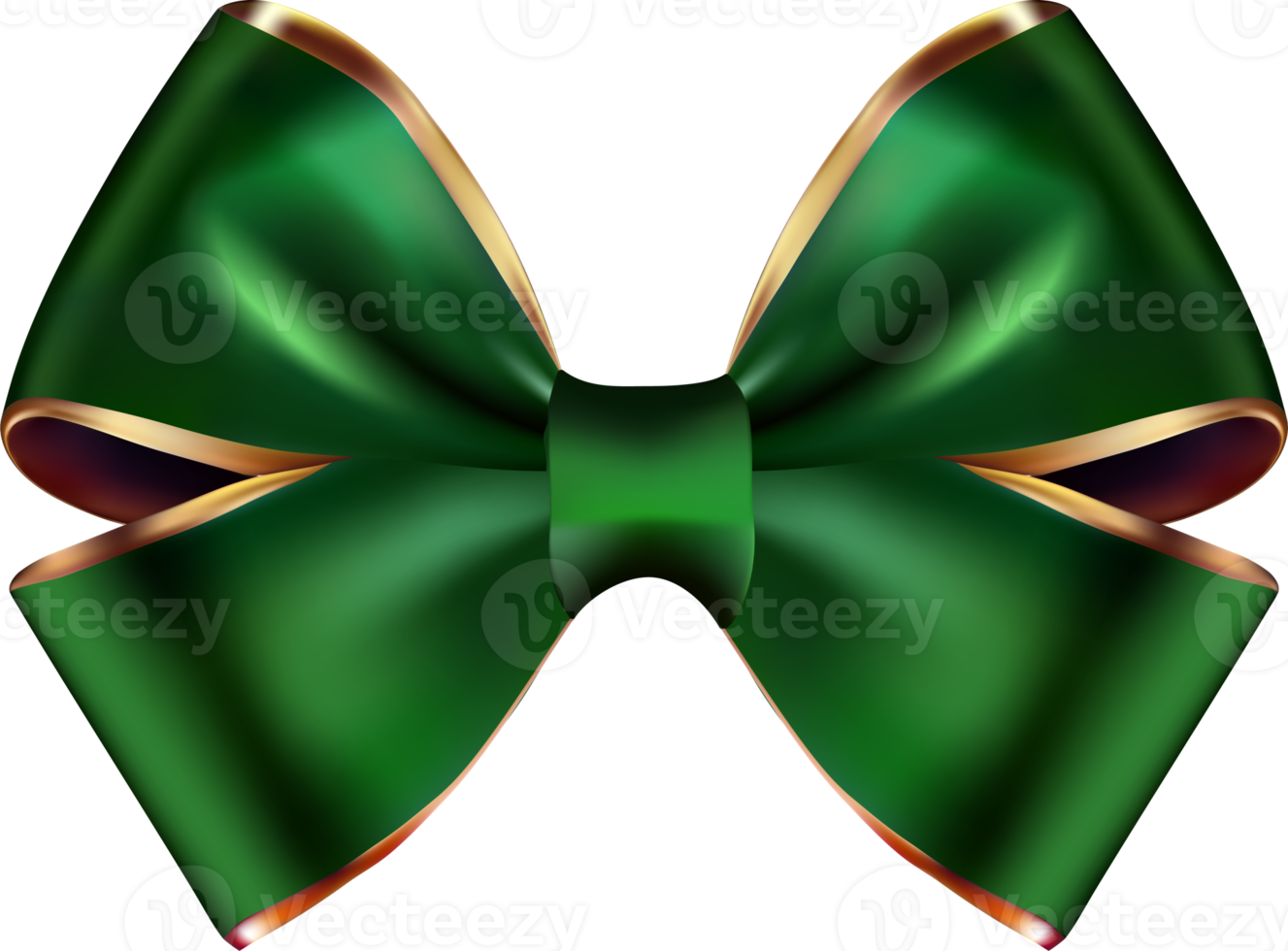 Green and Golden Bow with Ribbon Cutout png
