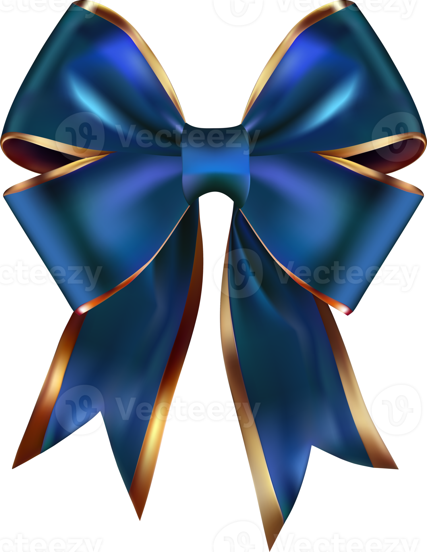 Blue and Golden Bow with Ribbon Cutout 18826046 PNG