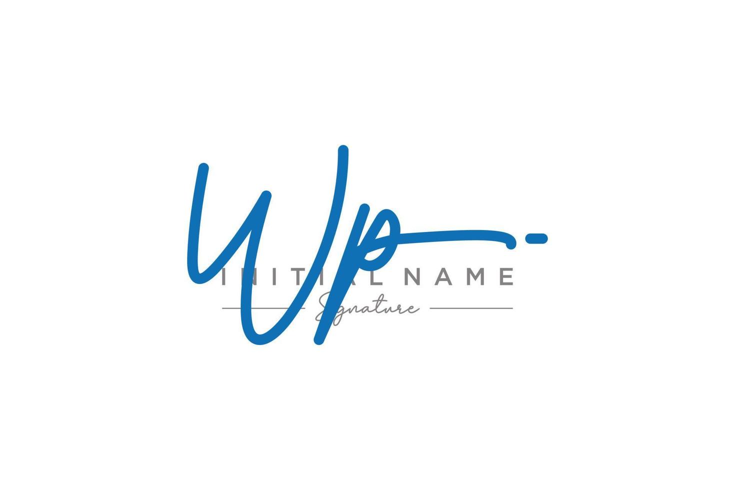 Initial WP signature logo template vector. Hand drawn Calligraphy lettering Vector illustration.