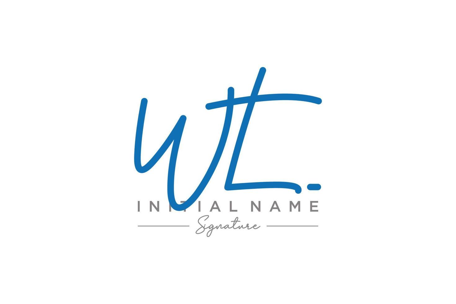 vector de plantilla de logotipo de firma wt inicial. ilustración de vector de letras de caligrafía dibujada a mano.