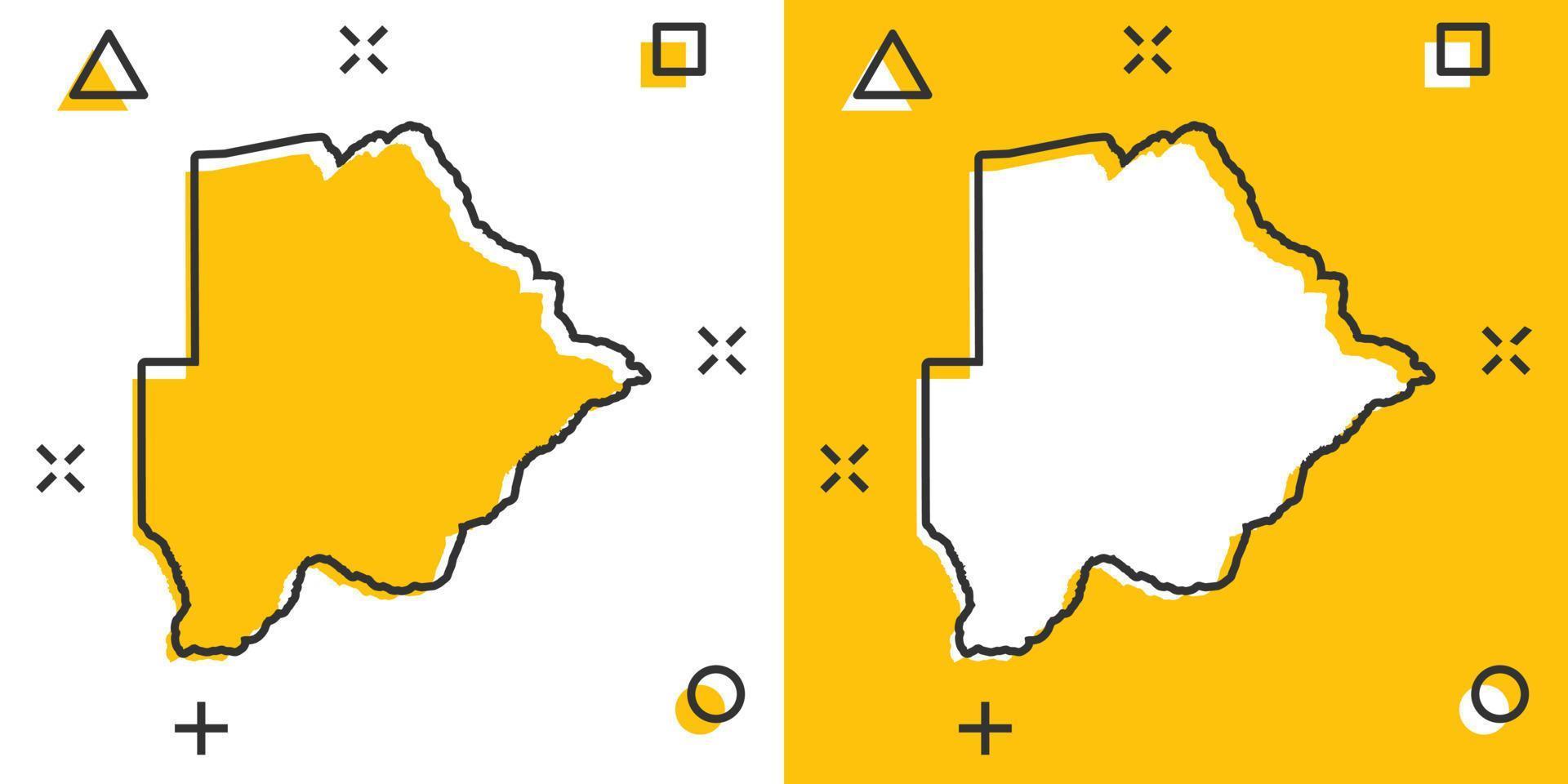 icono de mapa de botswana de dibujos animados vectoriales en estilo cómico. pictograma de ilustración de signo de botswana. concepto de efecto de salpicadura de negocio de mapa de cartografía. vector