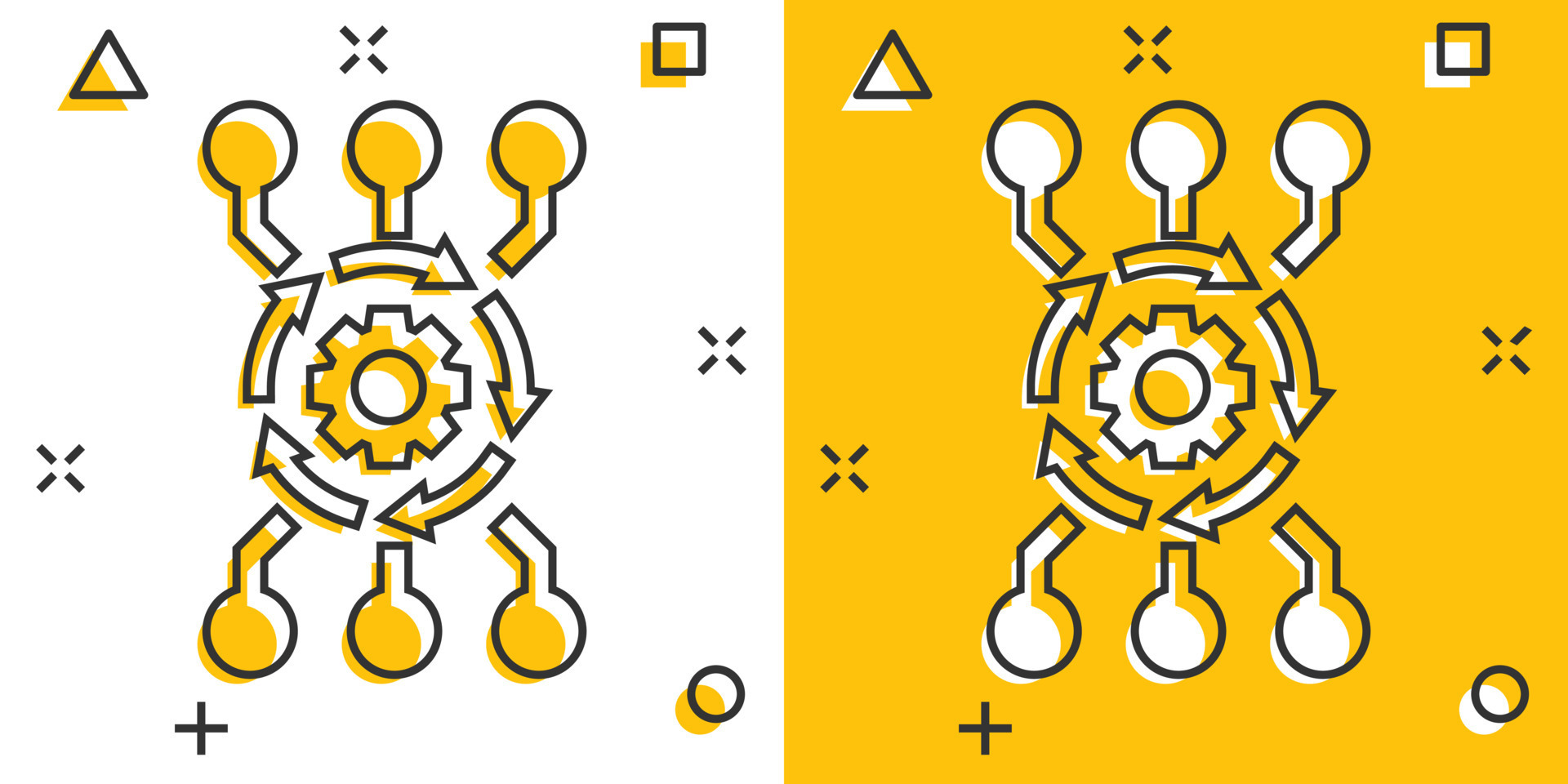 Vector cartoon algorithm api software icon in comic style. Gear with ...