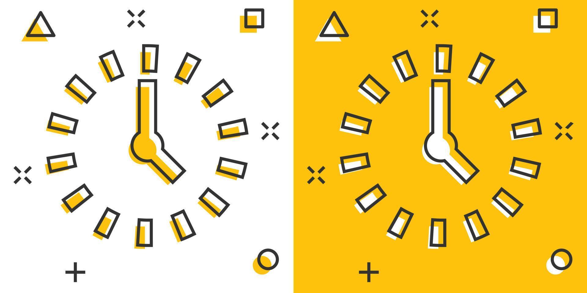 Clock countdown icon in comic style. Time chronometer vector cartoon