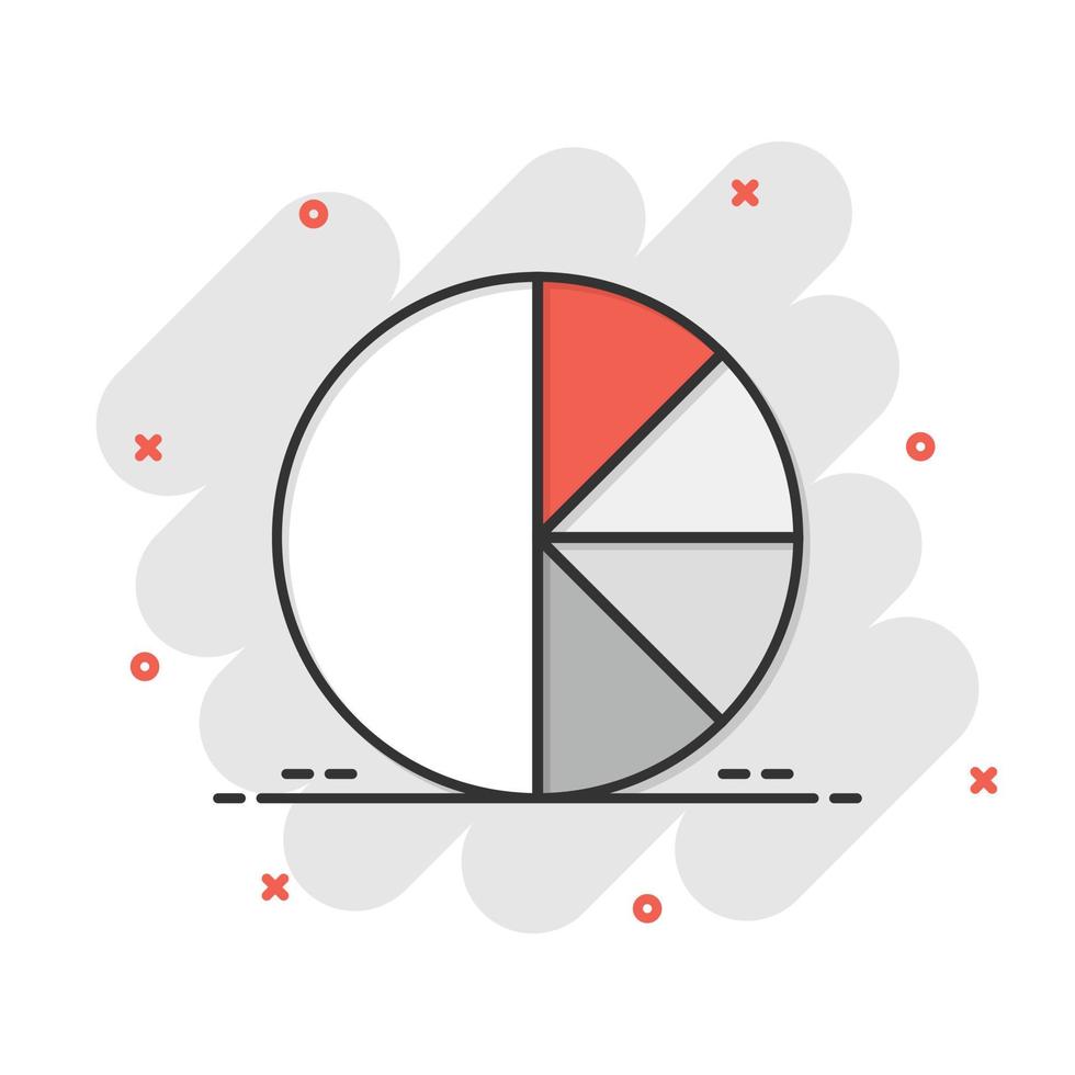 icono de gráfico en estilo cómico. diagrama ilustración vectorial de dibujos animados sobre fondo blanco aislado. concepto de negocio de efecto de salpicadura de estadísticas. vector