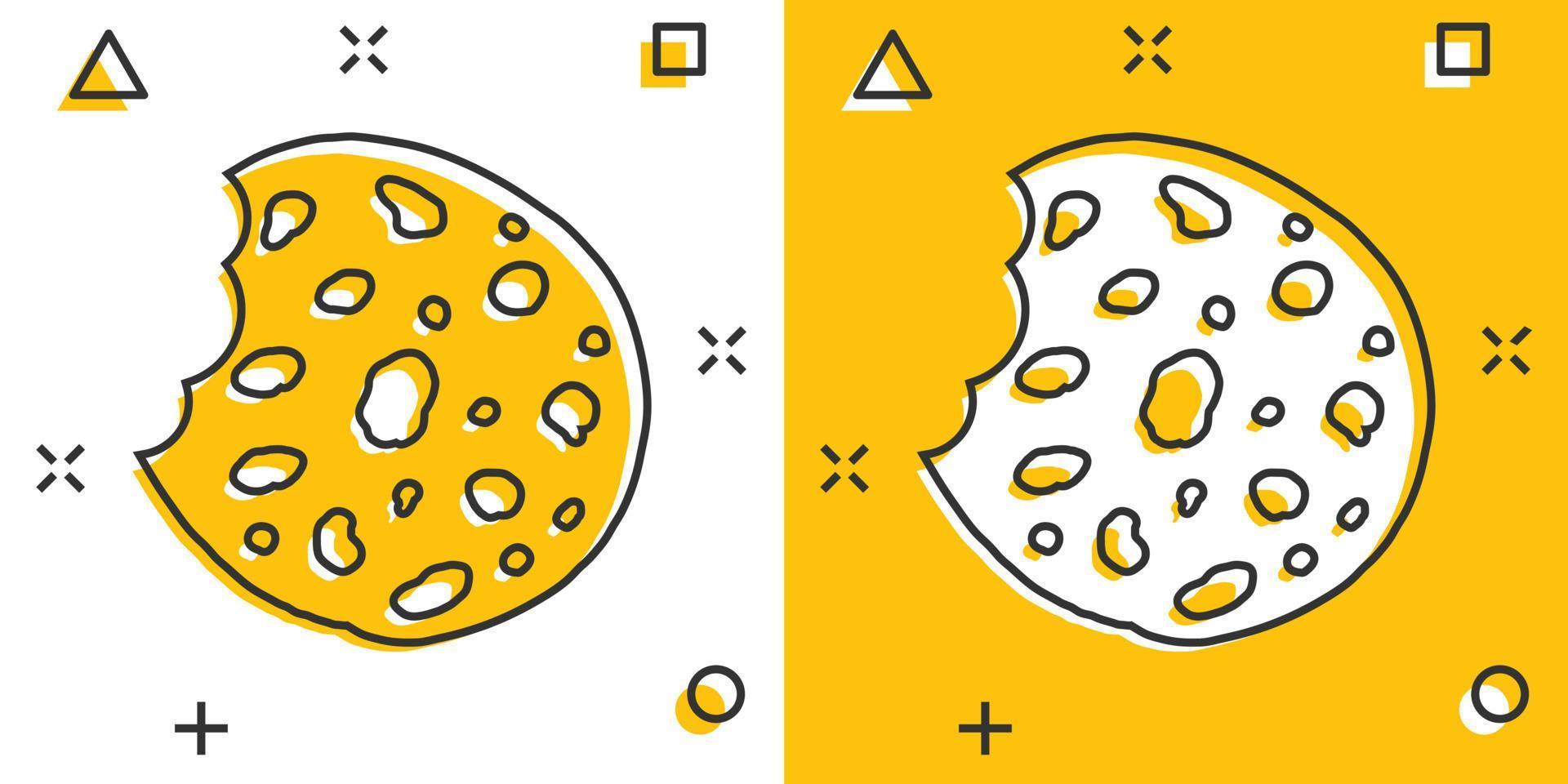 Vector cartoon cookie icon in comic style. Chip biscuit sign illustration pictogram. Pastry cookie business splash effect concept.