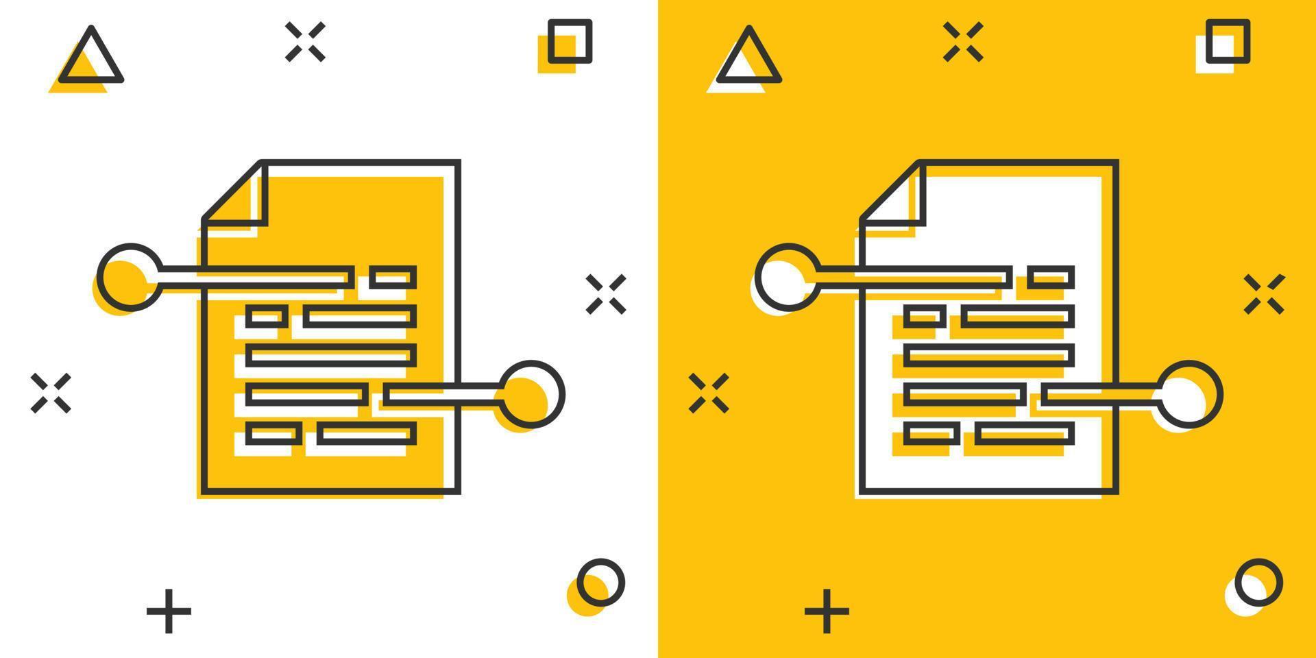 Vector cartoon document paper icon in comic style. Terms sheet concept illustration pictogram. Document analytics business splash effect concept.